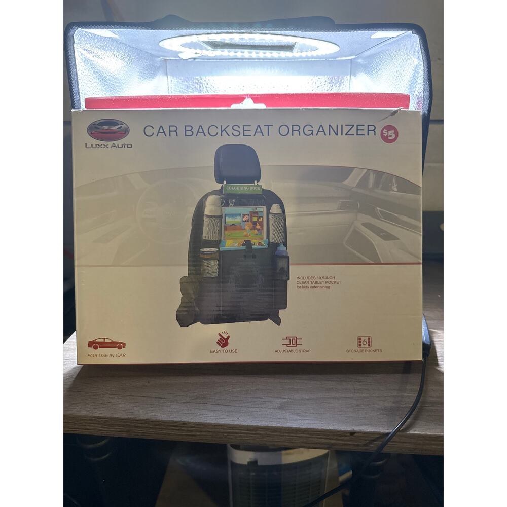 Luxx Auto Car Backseat Organizer‎ with Clear Tablet Holder & Storage Pockets New